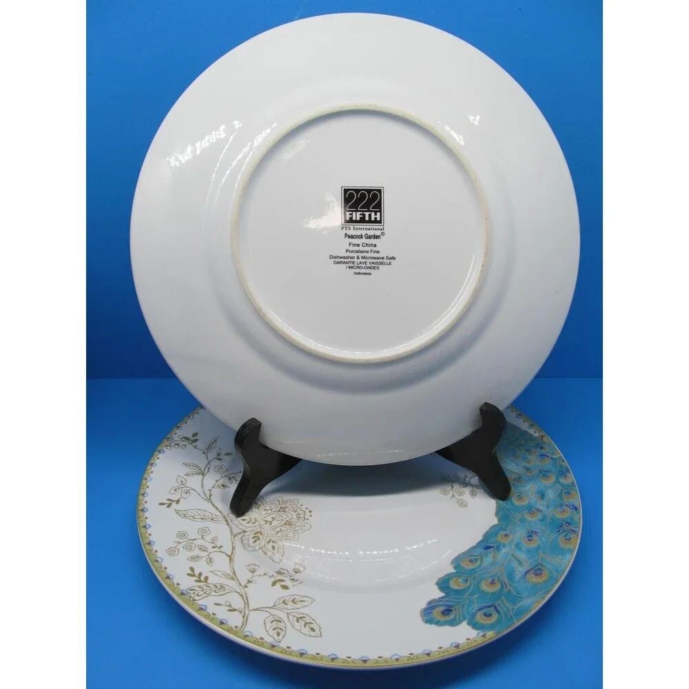 222 Fifth Peacock Garden Dinner Plates 10 3/4
